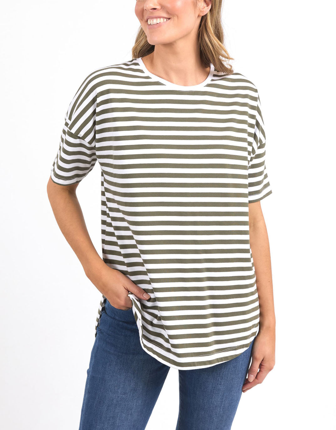 Lauren Short Sleeve Tee in Clover Stripe Lauren Short Sleeve Tee in Clover Stripe