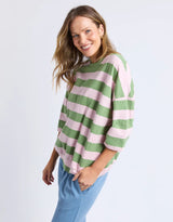 elm-mazie-block-stripe-sweat-forest-green-pink-lady-stripe-womens-clothing