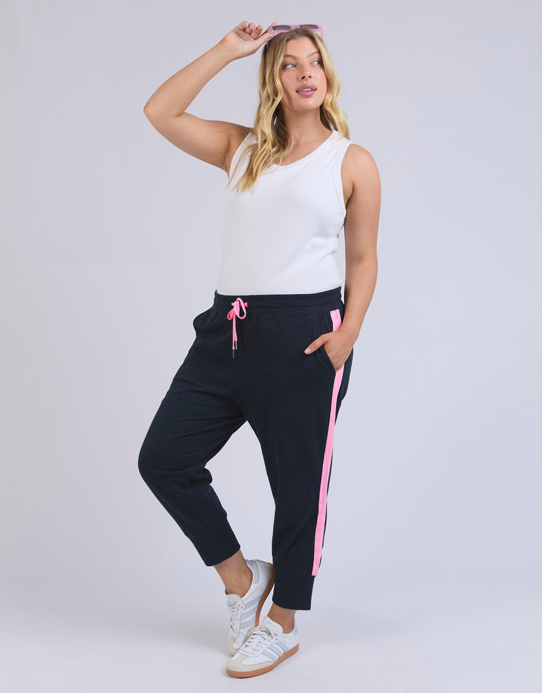 elm-neon-side-tape-3-4-brunch-pants-navy-neon-pink-womens-clothing