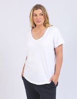 Plus Size Pima Vee Tee - White