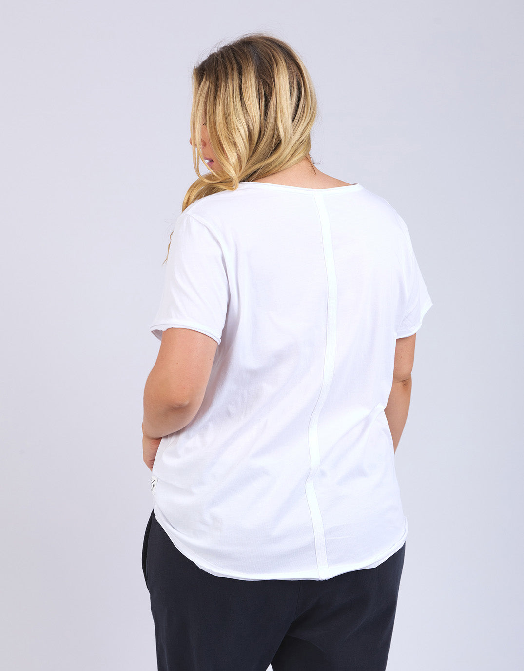 Plus Size Pima Vee Tee - White