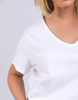 Plus Size Pima Vee Tee - White