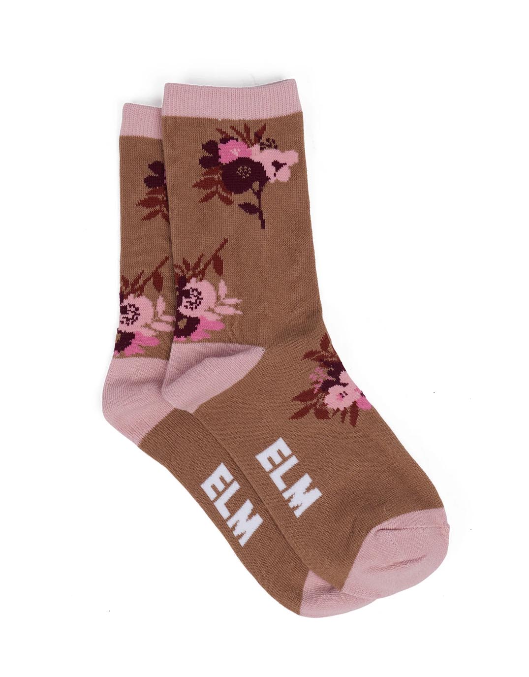 Posy Floral Ankle Socks 2pk - Tan Floral & White