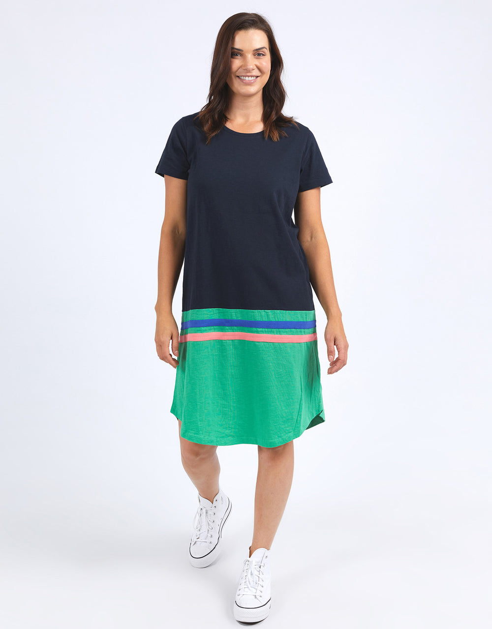 elm-rhea-tee-dress-navy-green-colour-block-womens-clothing