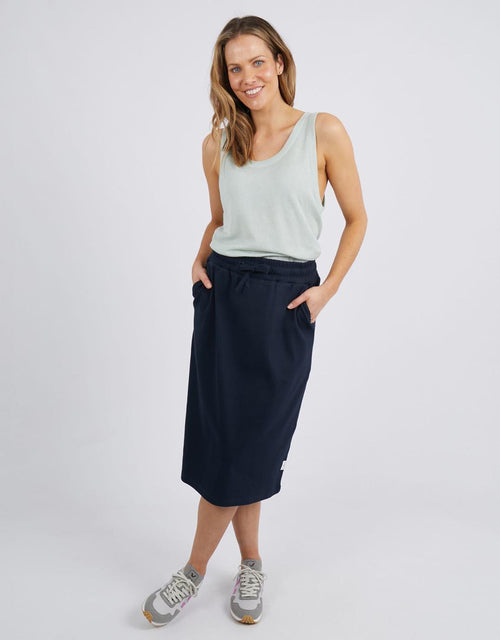 Elm - Rib Midi Skirt - Dark Sapphire - White & Co Living Skirts