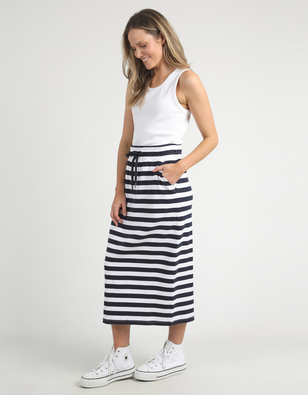 Buy Sunset Stripe Skirt Navy Elm for Sale Online New Zealand White Co