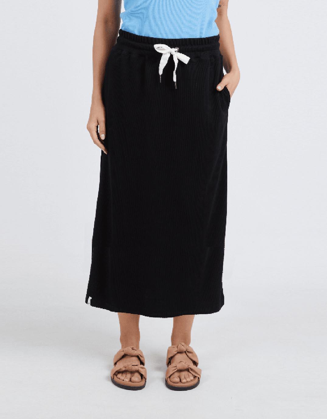 Elm - Xanthe Rib Skirt - Black - White & Co Living Skirts