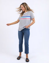 Zena Tee - White And Navy Stripe