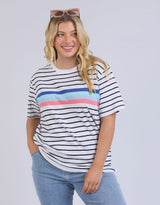 Zena Tee - White And Navy Stripe