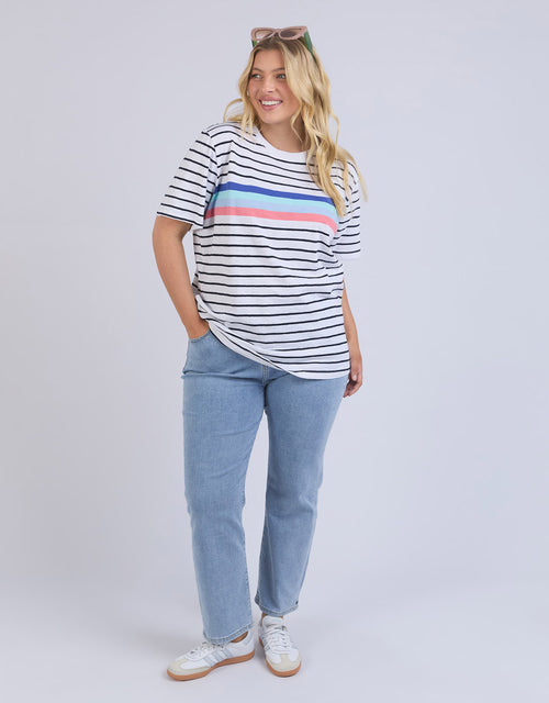 Zena Tee - White/Navy Stripe