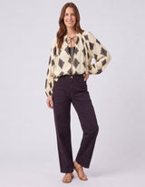 Estelle Mosaic Blouse - Natural/Black