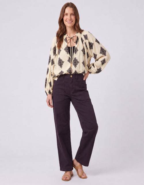 Estelle Mosaic Blouse - Natural/Black