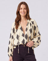 Estelle Mosaic Blouse - Natural/Black