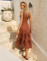 Alessia Lace Midi Dress - Red Clay