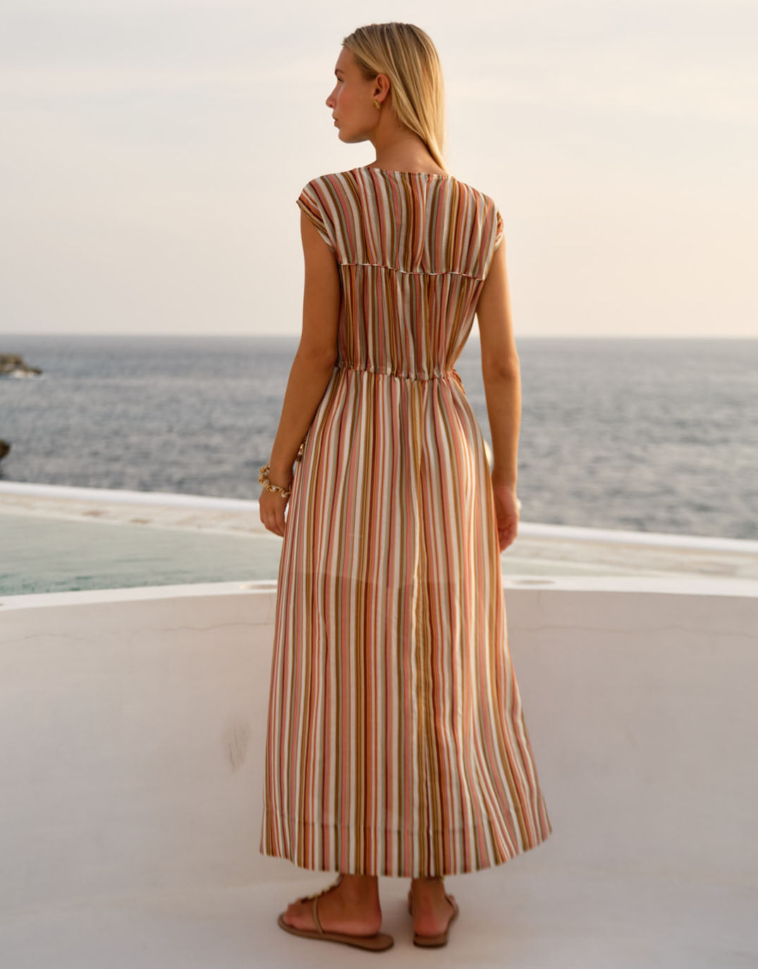 Callista Midi Dress - Sandbar Stripe