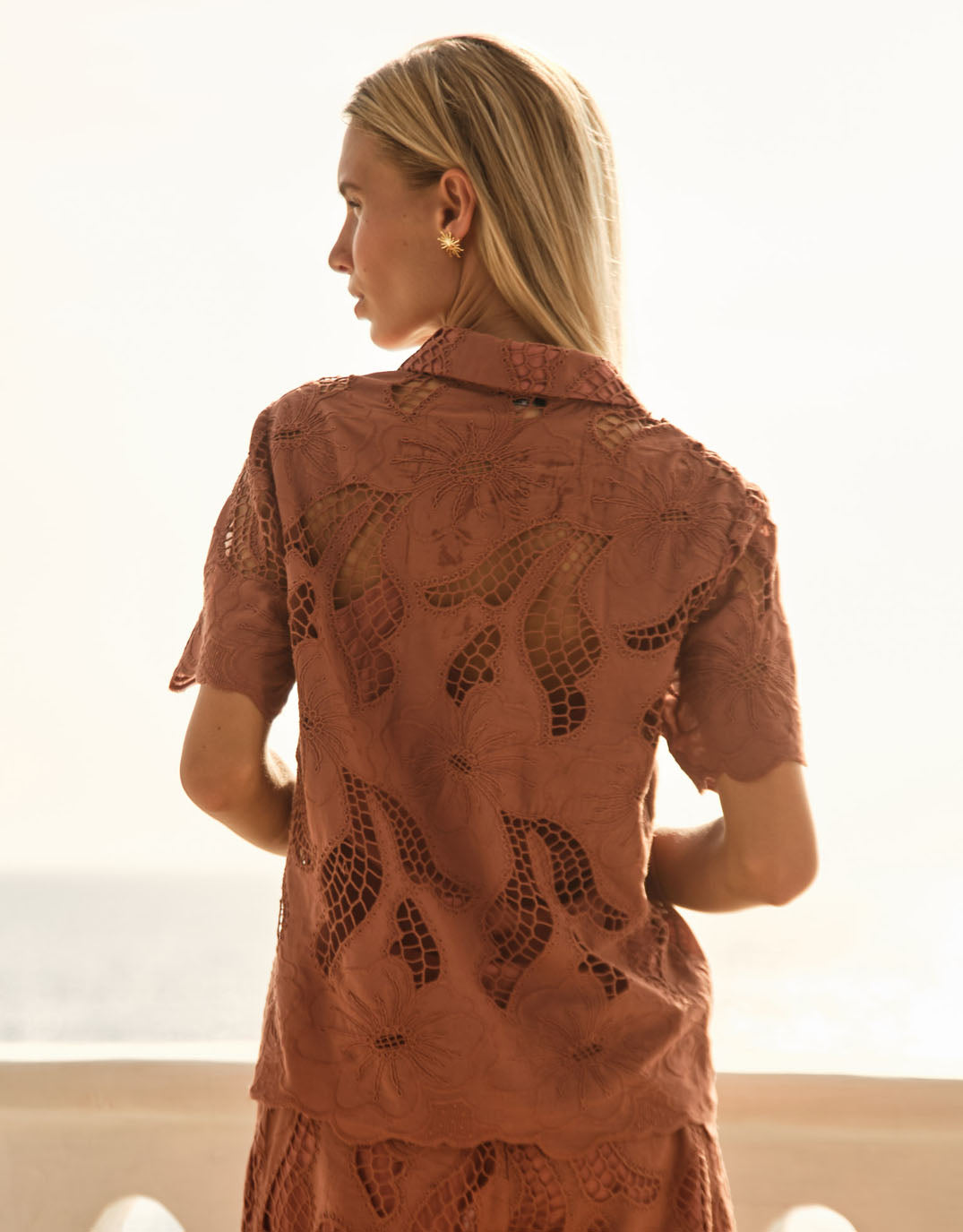 Colette Lace Shirt - Red Clay