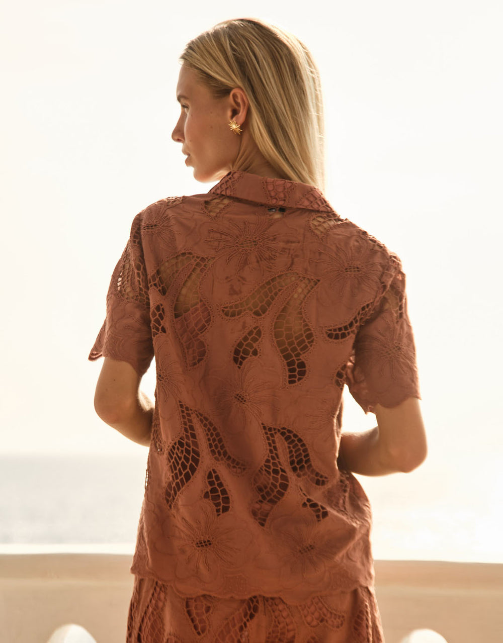 Colette Lace Shirt - Red Clay