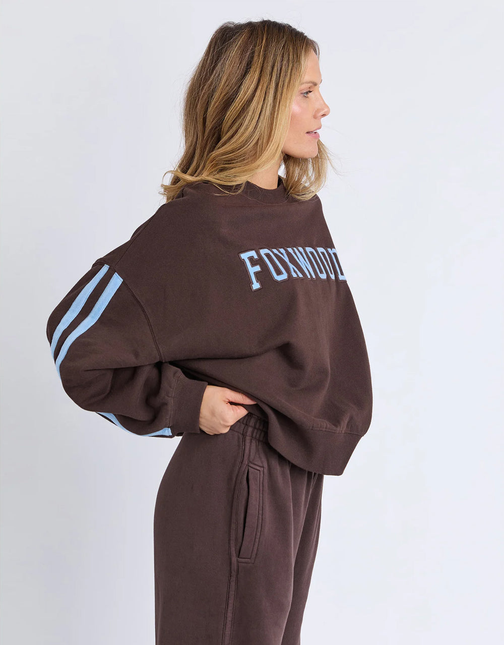 Elevated Sunday Crew - Coffee/Light Blue