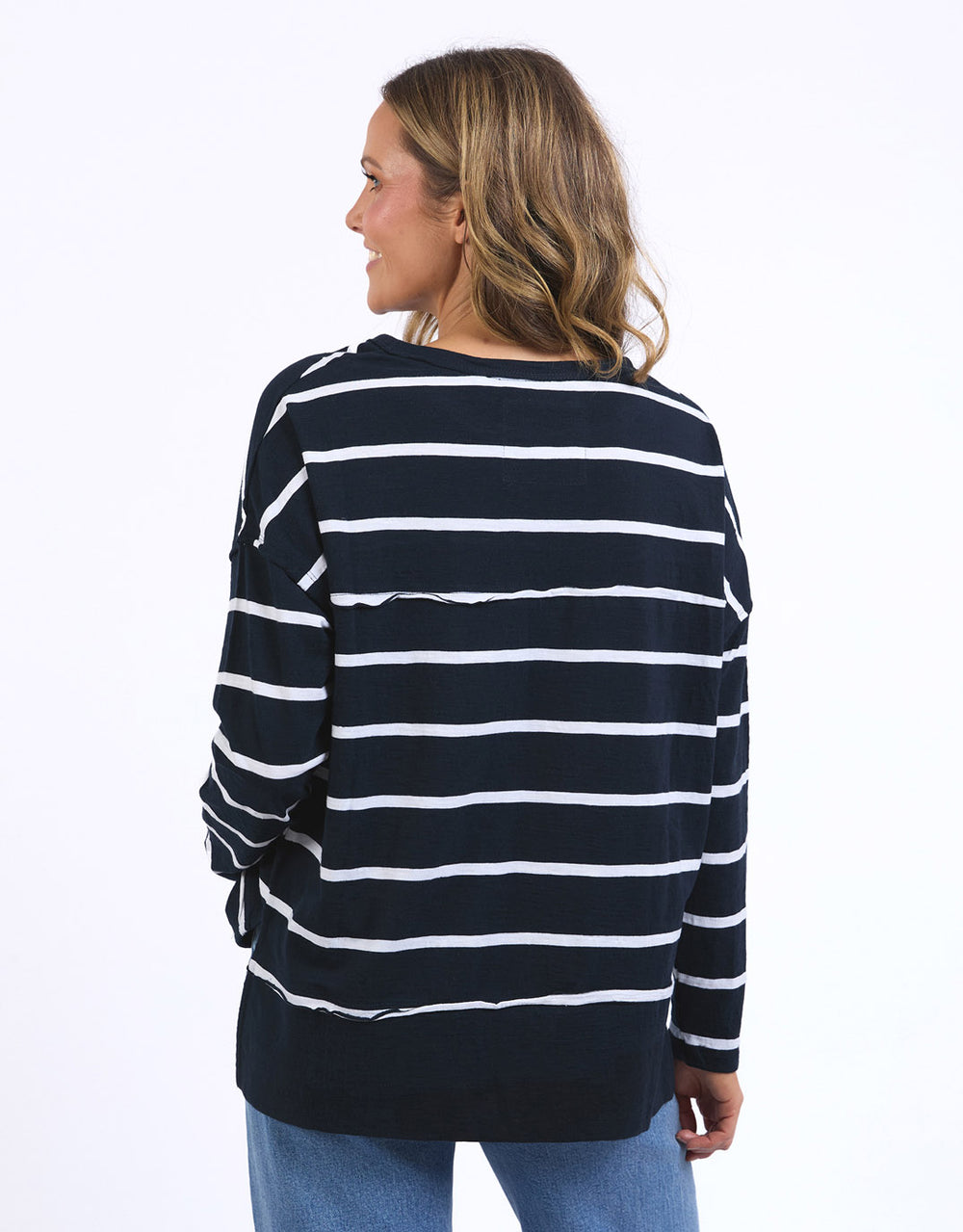 Jayne Stripe Throw On Top - Navy/White Stripe