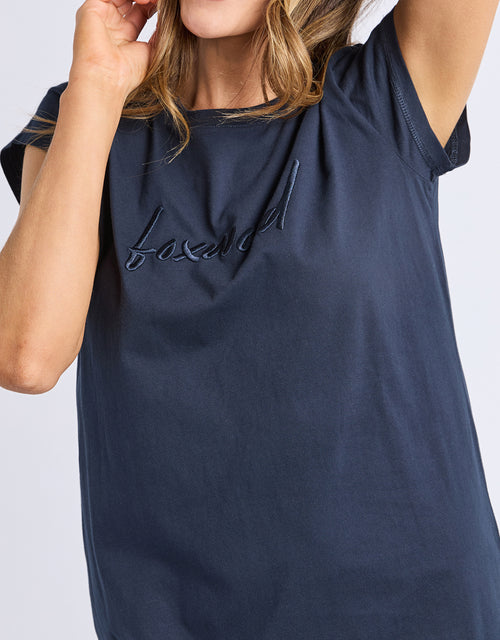 Signature Embroidery Tee Dress - Navy