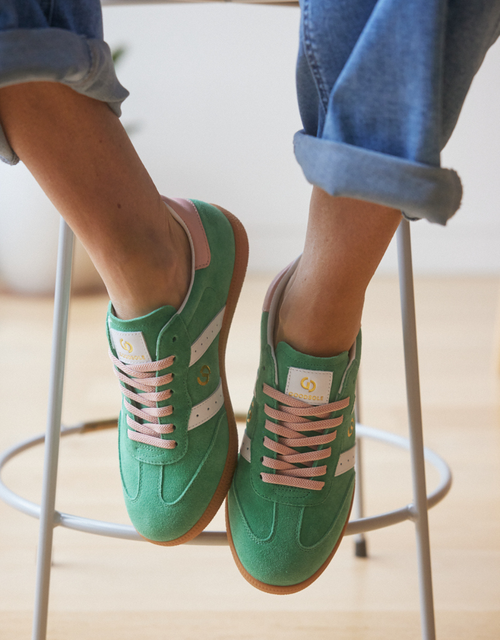 Exclusive - Parallel Suede Sneakers - Green/Pink