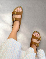 Harper Leather Slides - Tan