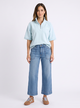 Piped Crew Solid - Cool Blue