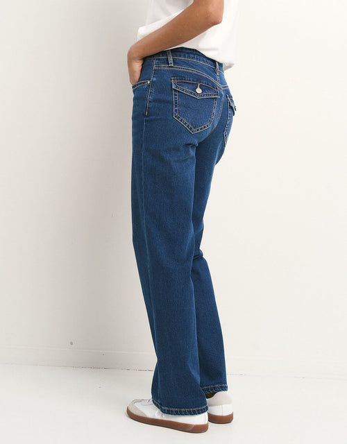 Hudson Mid Rise Straight Leg Jean - Mid Blue