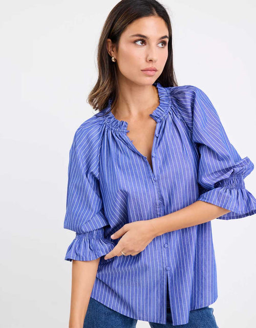 ivy-jack-noetic-short-sleeve-blouse-dark-blue-stripe-womens-clothing