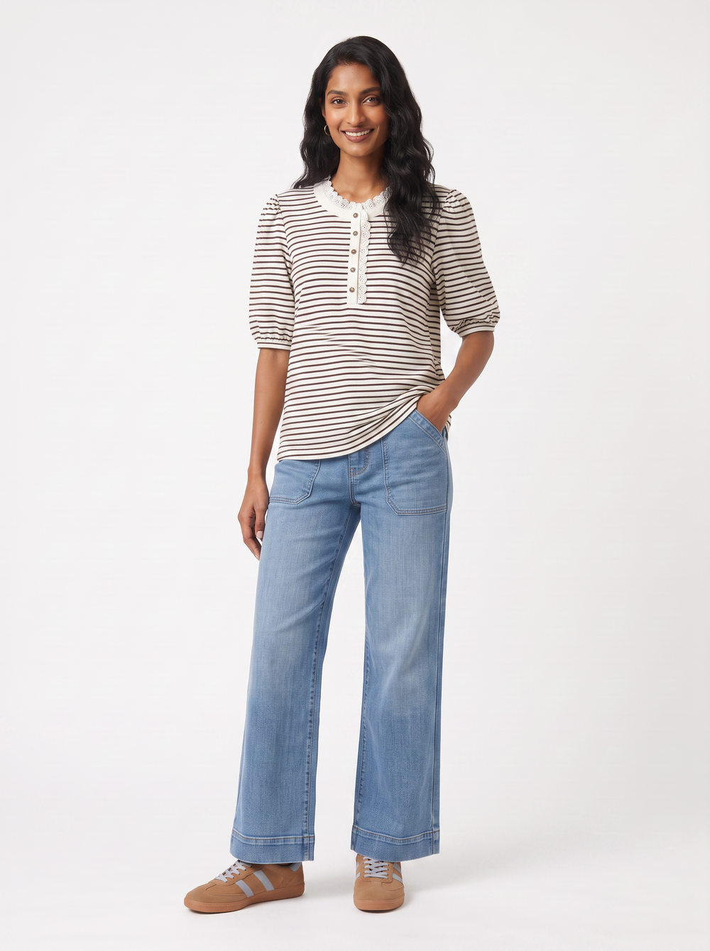 Jacqueline Top - Chocolate/White Stripe
