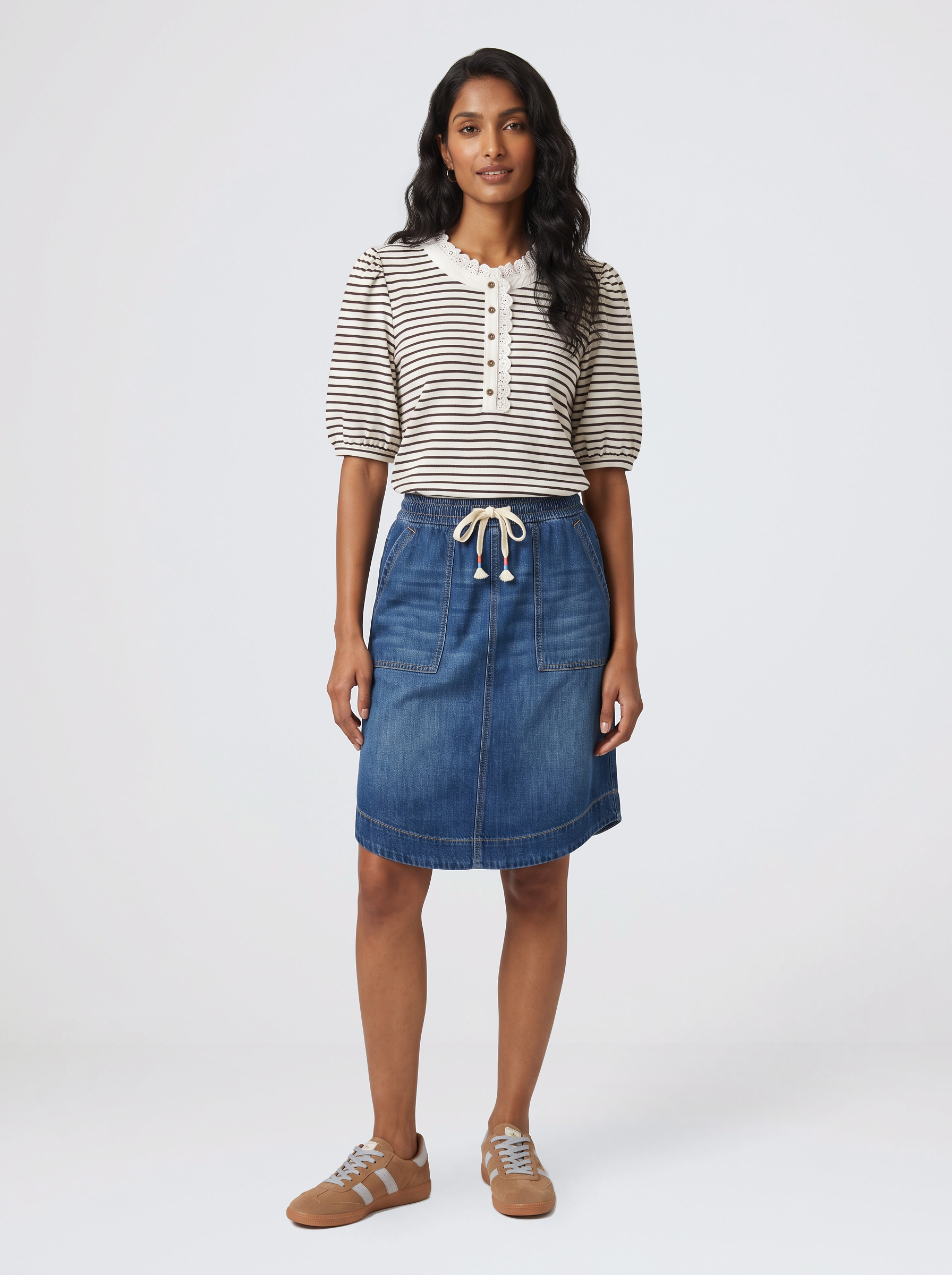 Jacqueline Top - Chocolate/White Stripe