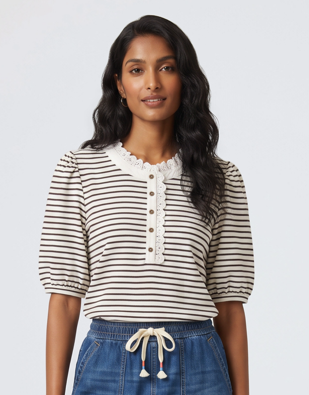 Jacqueline Top - Chocolate/White Stripe