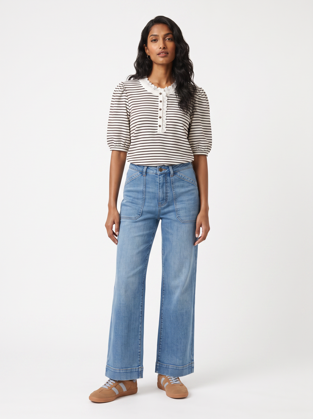 Jacqueline Top - Chocolate/White Stripe