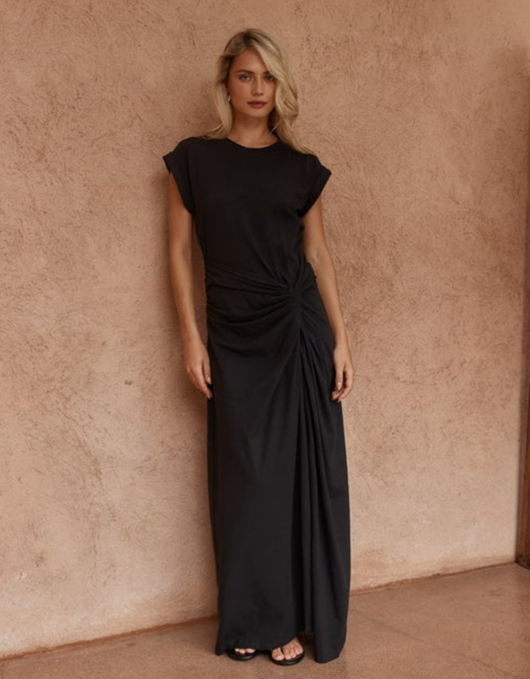 Joni Twist Cap Sleeve Dress - Black