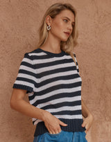 Jules Stripe Tee - Navy/White