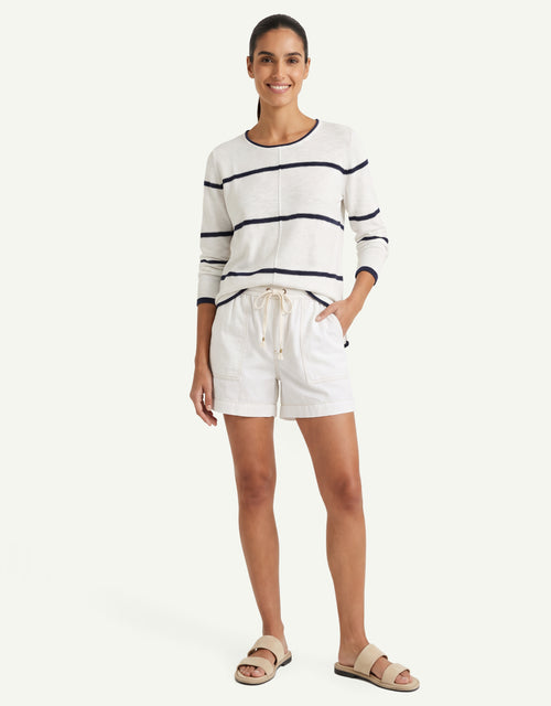 Kaia Knit Top - White/Navy Stripe