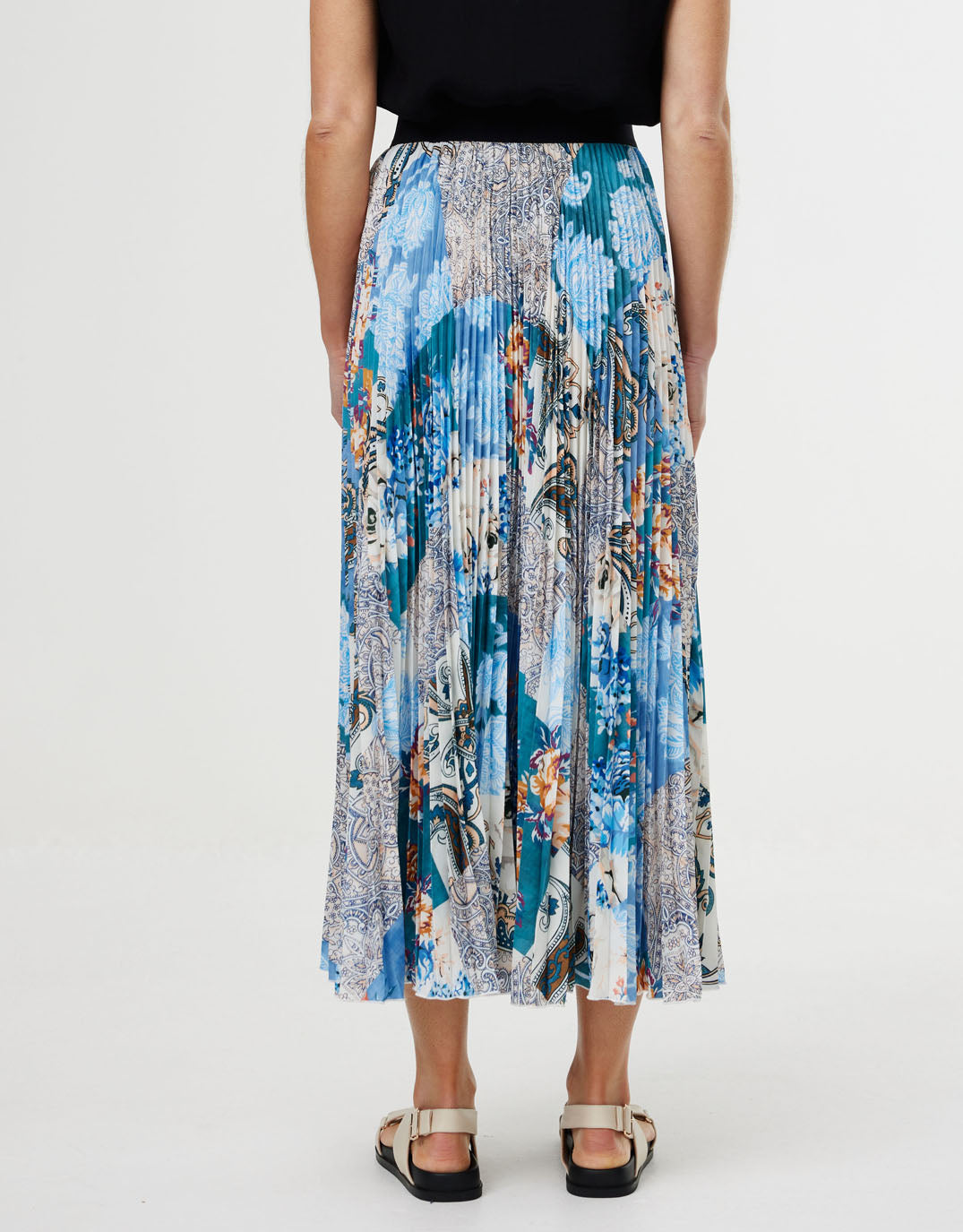 Goldie Maxi Skirt - Cyan Patchwork