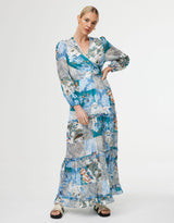 Lili Maxi Dress - Cyan Patchwork