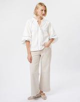 Joanne Denim Shirt - White/Blue Trim