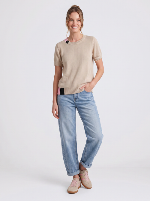 Knit Top - Sand/Pink/Blue