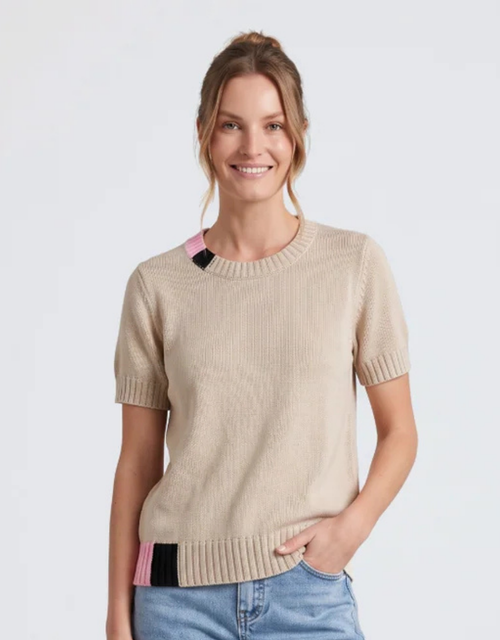 Knit Top - Sand/Pink/Blue