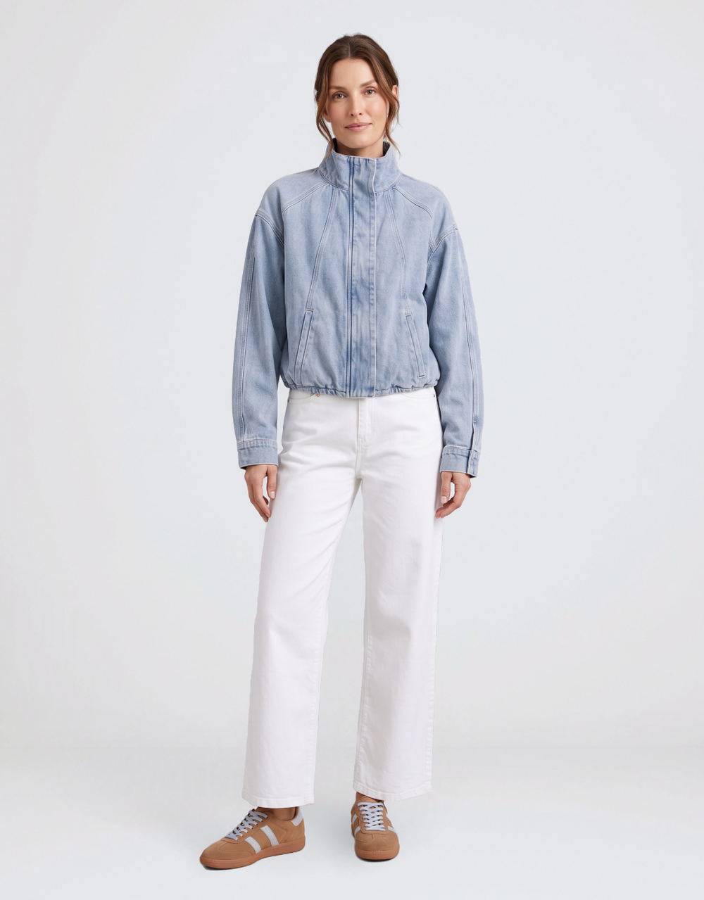 Leni Denim Bomber Jacket - Light Wash Denim