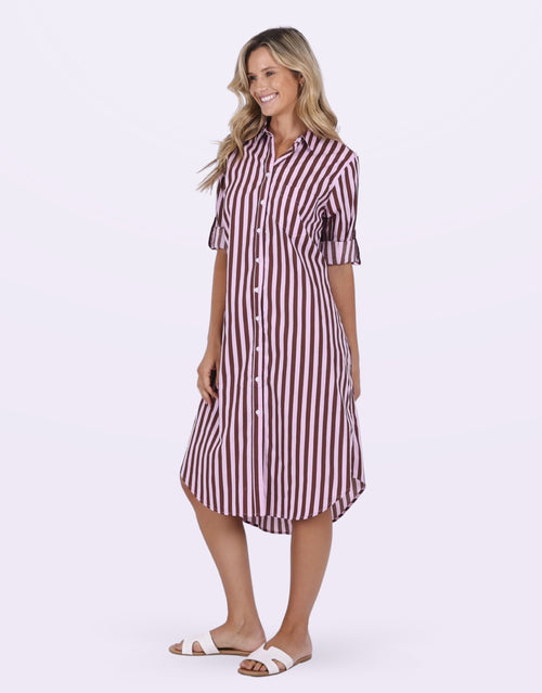 leoni-chelsey-stripe-dress-choc-stripe-womens-clothing