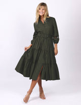 leoni-gabrielle-midi-dress-khaki-womens-clothing