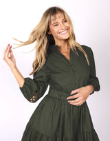 leoni-gabrielle-midi-dress-khaki-womens-clothing