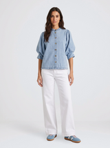 Lila Denim Balloon Shirt - Light Wash