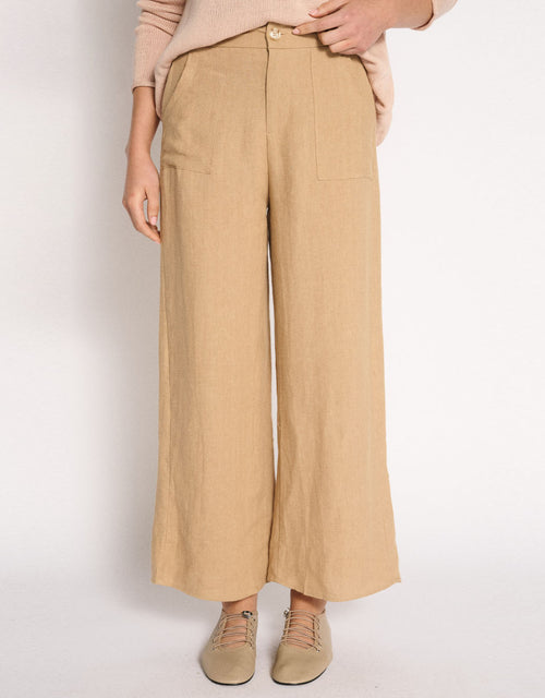 Jude Wide Leg Linen Pant - Camel
