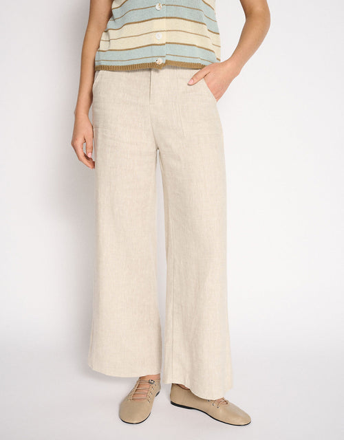 Jude Wide Leg Linen Pant - Natural