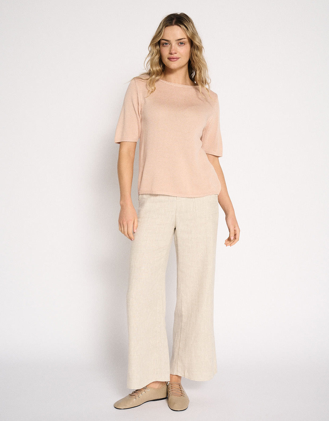 Jude Wide Leg Linen Pant - Natural