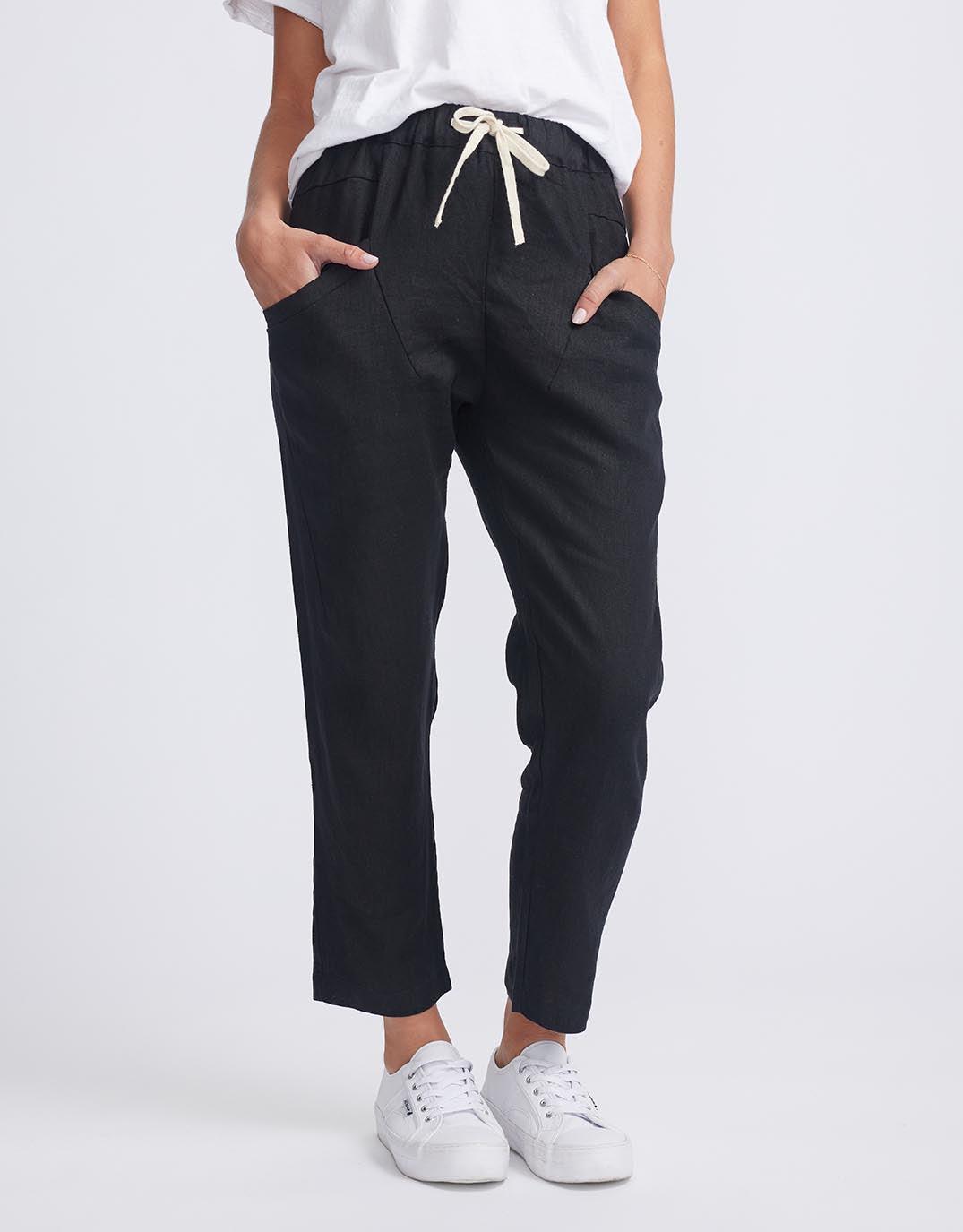 Little Lies - Luxe Linen Pants - Black - White & Co Living Pants